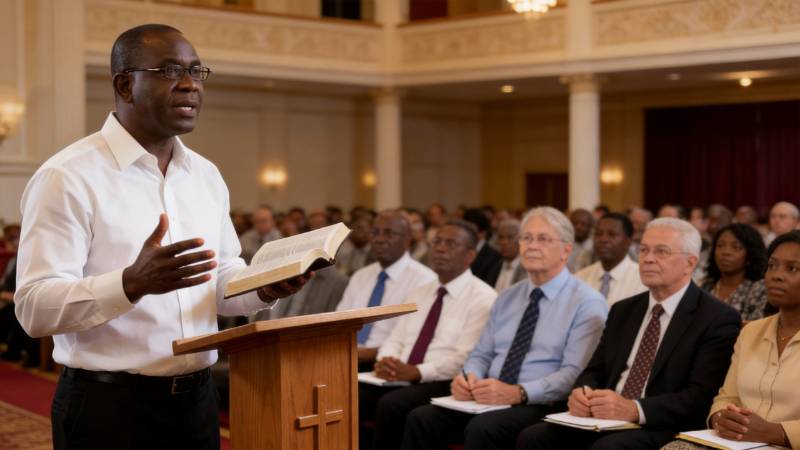 Dr. Chris Ampadu with church leaders at a Samaritan Strategy event