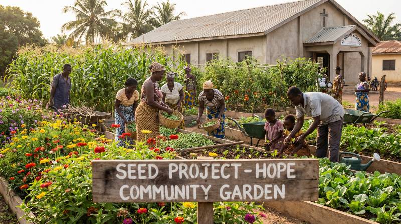 Thriving community garden started as a Seed Project by a Ghanaian church
